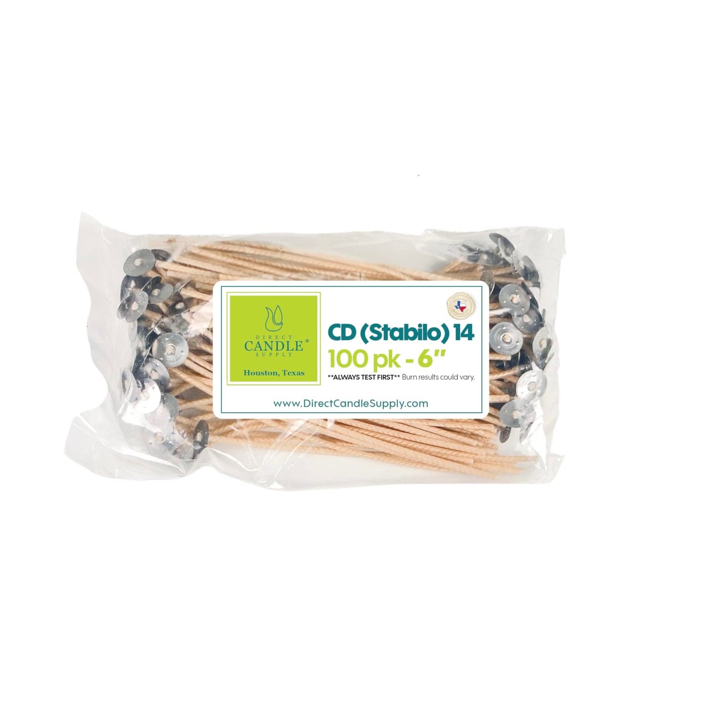 Direct Candle Supply Candle Wicks for Candle Making 6 inch Stabilo CD14 Wicks 100pcs of Cotton Wicks for Candles and Candle Making Supplies White