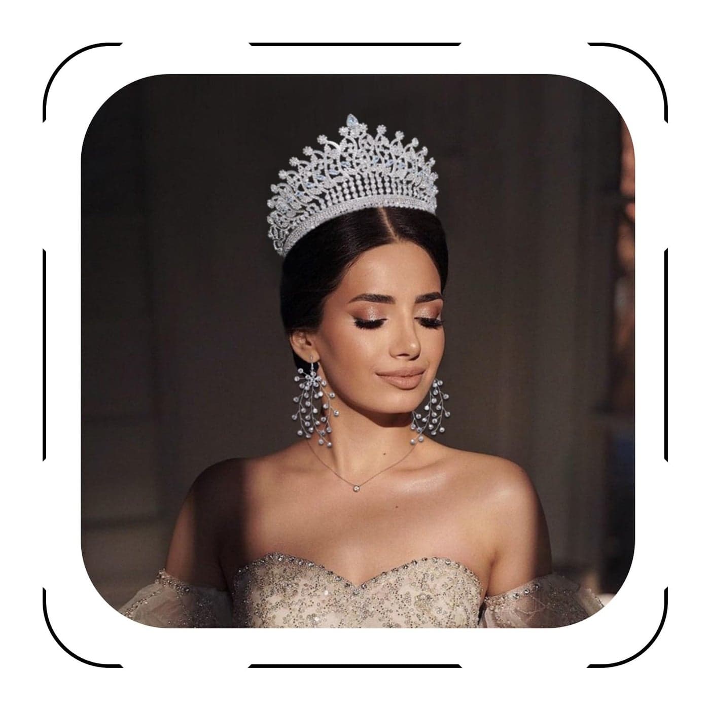 FASNAHOK Tall Crowns for Women Princess Silver Wedding Tiaras with Crystal Cubic Zirconia Large Birthday Party Pageant Hair Accessories Gifts for Women Girlfriend