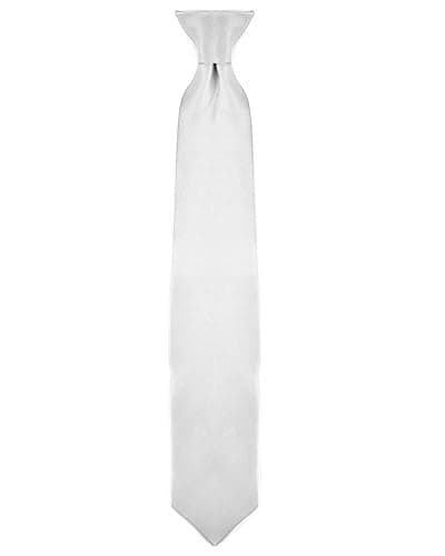 boxed-gifts Clip on Ties for Men - Premium White Solid Color Clip on Tie