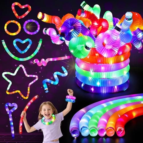 LovesTown 12PCS Glow Sticks for Kids Glow in the Dark Easter Party Favors Supplies Light Up Fidget Pop Tubes for Birthday Party Favors Gifts Dance Camp Goodie Bags Stuffers