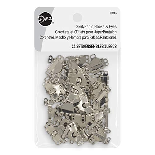 Dritz Hooks & Eyes Nickel Fasteners, Skirts/Pants, 24 Sets