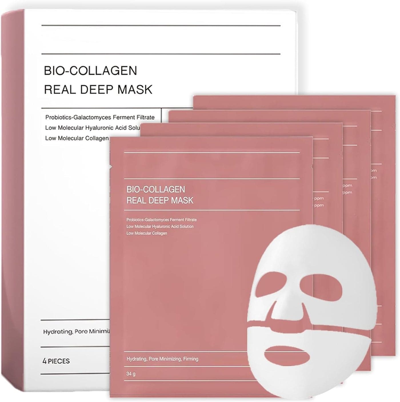Collagen Face Mask ChicNana Bio Collagen Mask Overnight Face Masks Skincare Real Deep Masks Hydration Reduce Wrinkles Korean Skin Care 4 sheets