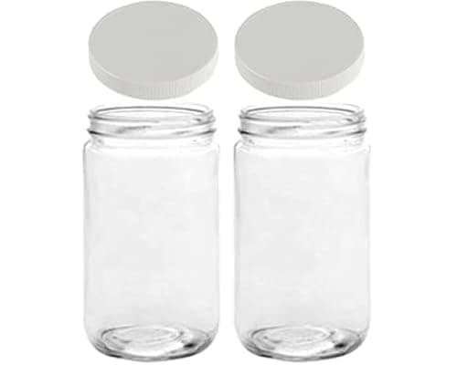 JARMING COLLECTIONS 32oz Extra Wide Mouth Glass Storage Jar with BPA-Free Plastic Lid – Quart Size Airtight Mason Jar for Kitchen, Pantry, and Food Storage (Set of 2)