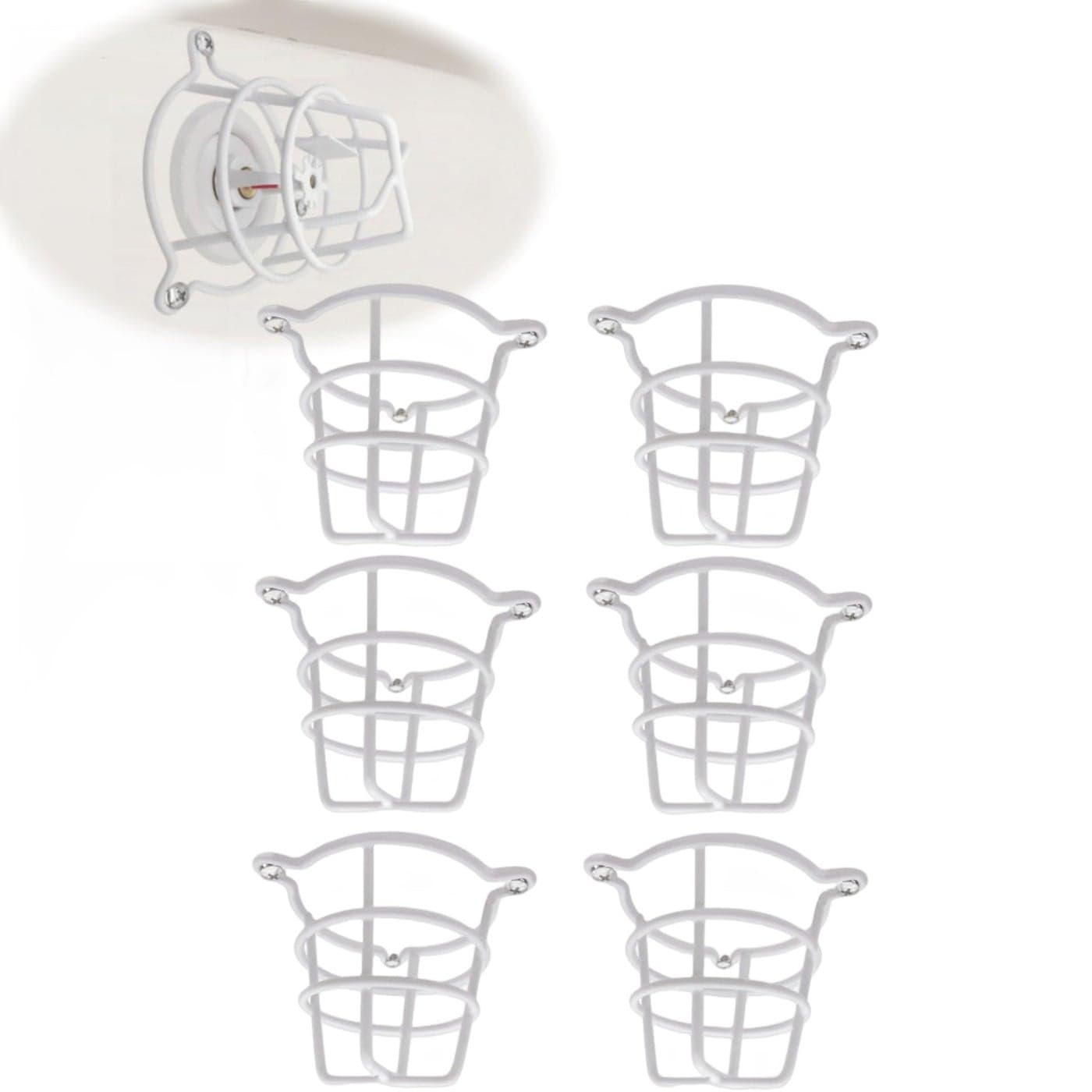 Happy Tree 6 Pack White Fire Sprinkler Head Guard Cover Cage Protector for Both 12 34 Fire Head for Protecting Flush Mount Side Wall Pendent Head Fire Sprinkler Covers for Ceiling