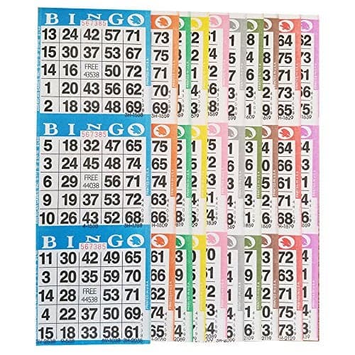 American Games Bingo Paper Game Cards 3 Card 10 Bingo Sheets 100 Books 10 Colors Made in USA