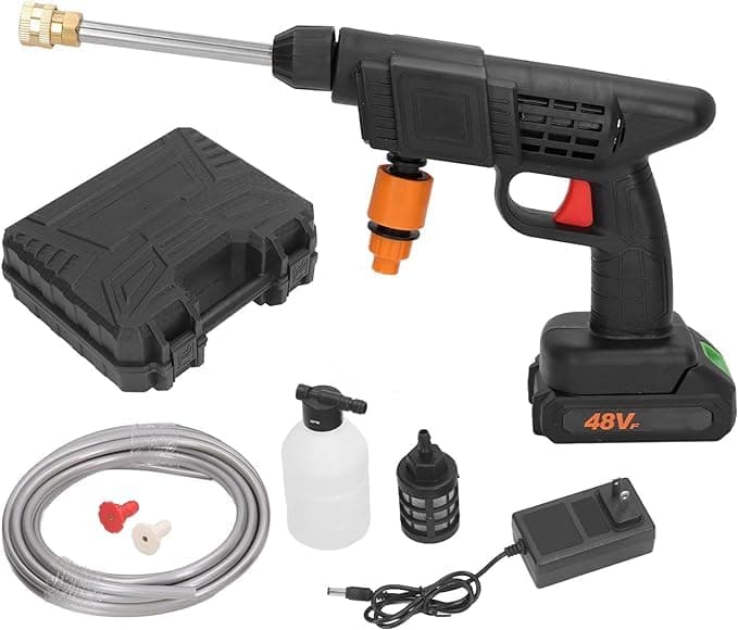 Riveira High Pressure Car Washer Cordless 48V Powerful Washer Gun with Rechargeable Battery Multi Cleaning Works Like Car Bike Washing Gardening Home Cleaning Works 35 x 26 x 11 cm