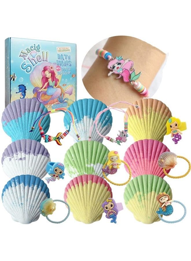 Magic Shell Bath Bomb Gift Set for Kids, 9 Pack, with Little Mermaid for Girls, Organic Bath Bombs with Surprise Inside.