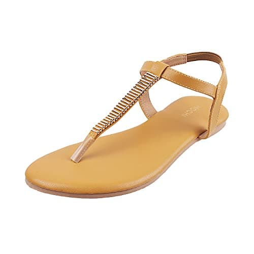 Mochi Womens Synthetic Yellow Sandals (Size (5 UK (38 EU))