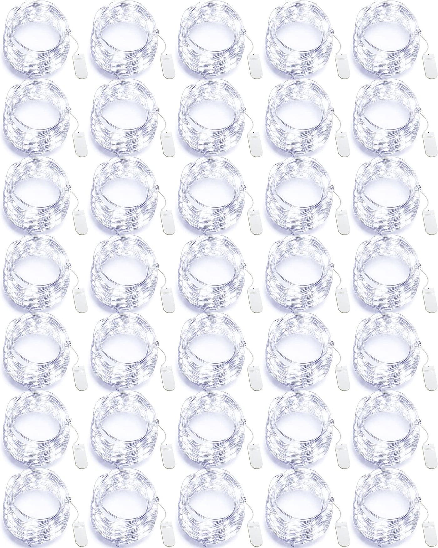Riakrum 50 Pack 10 ft 30 LED Fairy Lights Battery Operated Christmas Tiny String Lights Bulk Starry Light Waterproof for Mason Jars Wedding Party Christmas Centerpiece Table Decor White