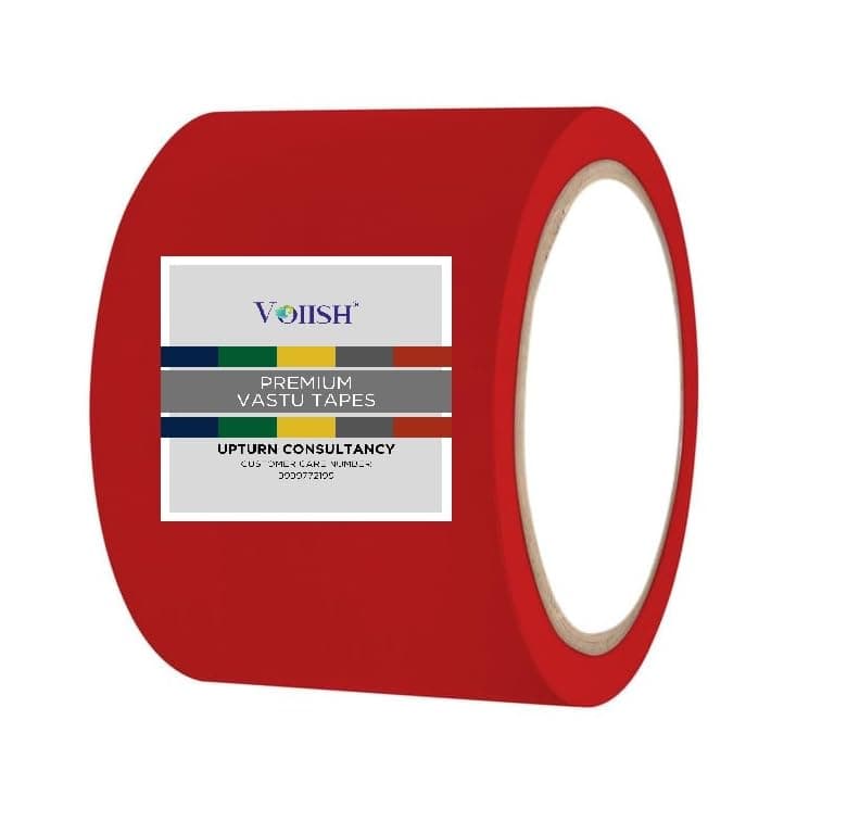 VOIISH Tape for Vastu Dosh Remedy/Heavy Duty Vinyl Tape, Vastu Correction for Bathroom and Entrance (Size:- 4 Inches, Length: 22 Meters) (Red_Pack of 1)