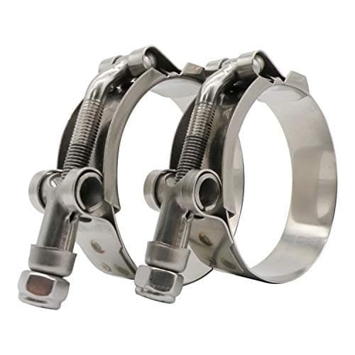 ROADFORMER 46mm - 52mm T-Bolt Hose O.D Clamp - Working Range 1.81" - 2.05" Clamp for 2 inch Hose OD, Stainless Steel Bolt, Band Floating Bridge and Nylon Insert Locknut (46mm - 52mm, 2 pack)