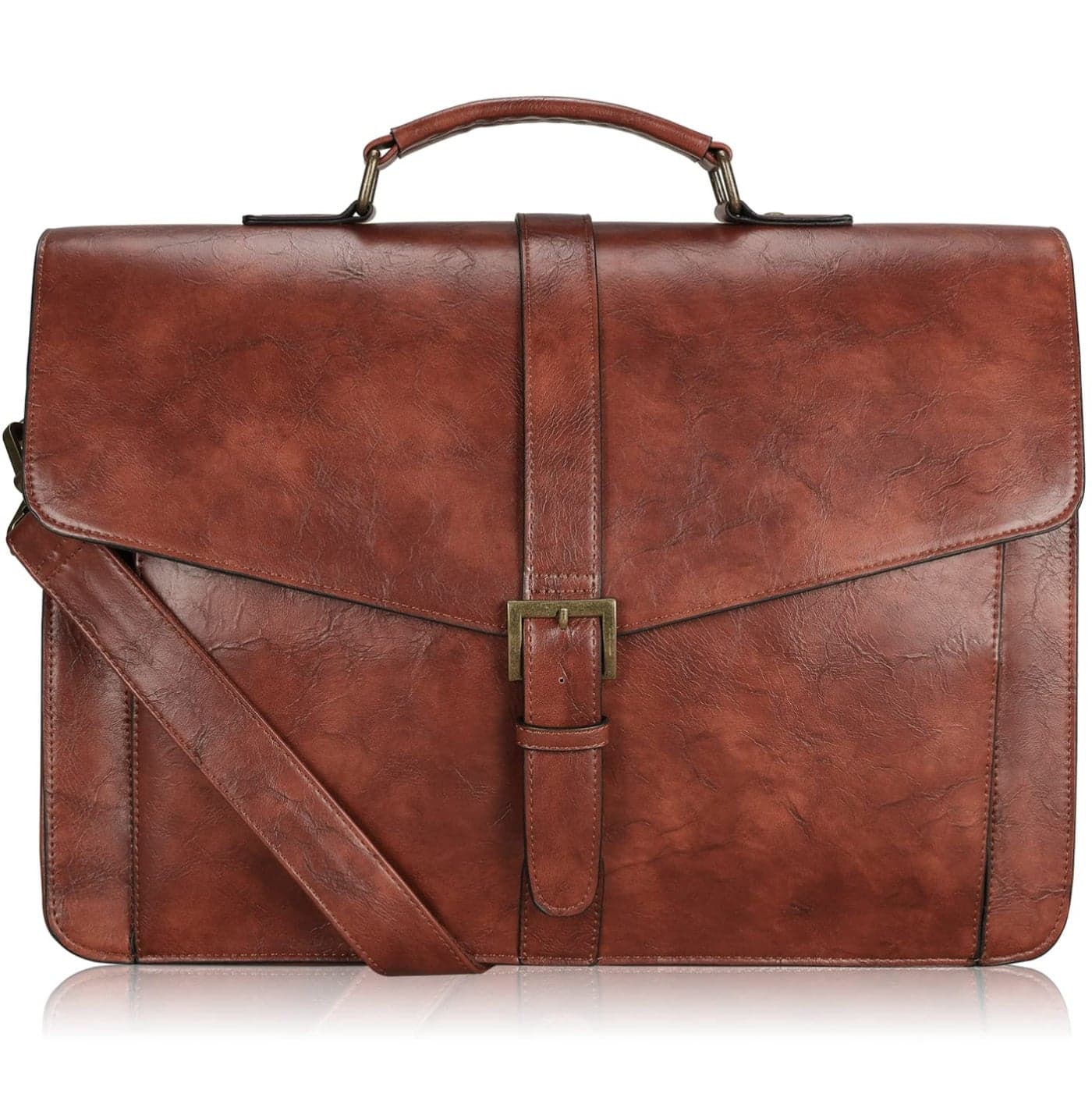 ESTARER Mens Leather Briefcase 156 Inch Laptop Messenger Bag for OfficeBusinessTravel Professional Leather Computer Shoulder Bag Vintage Brown