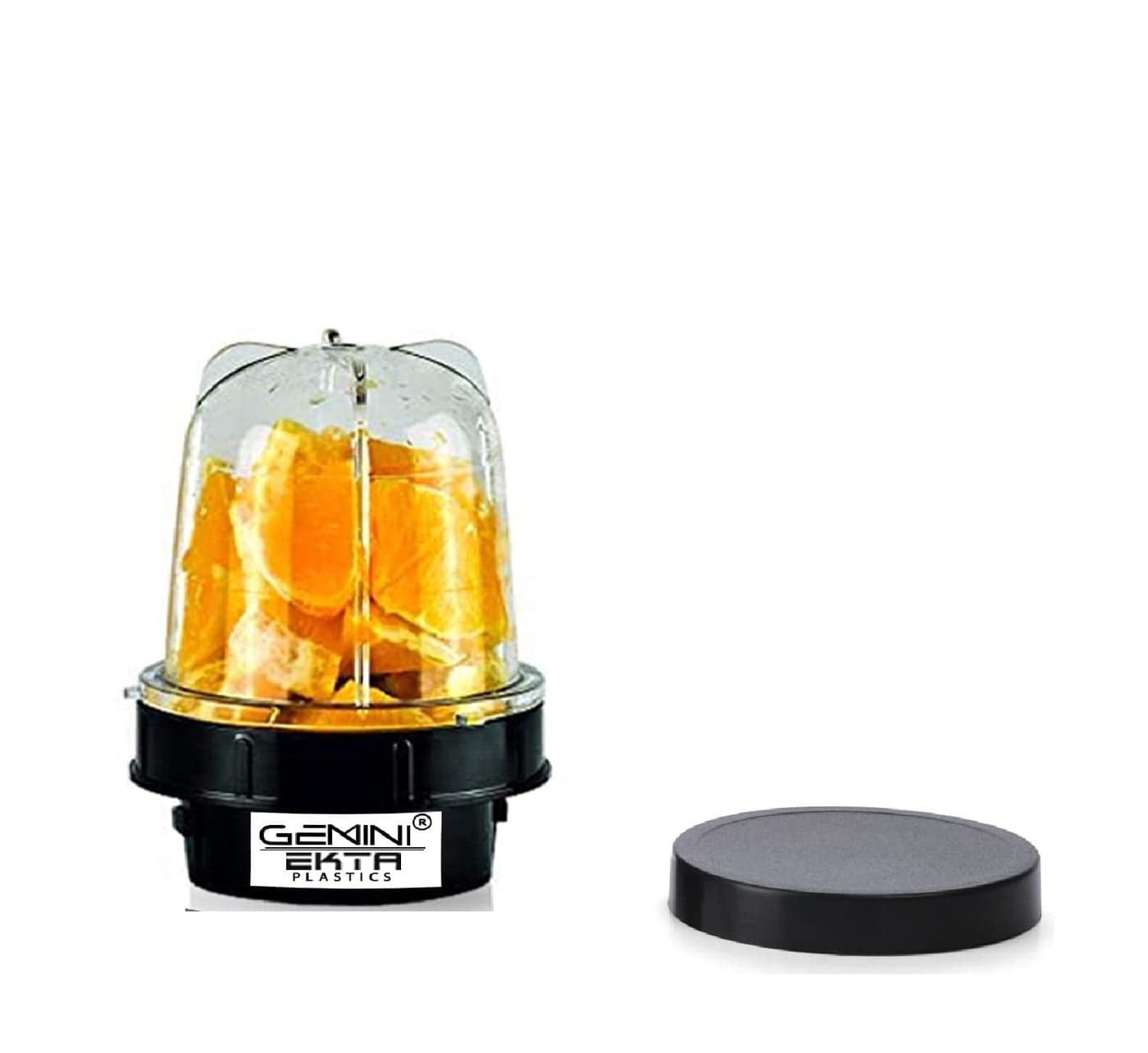 Gemini Bullet Jar for Mixer Grinder Small Set of 1 350 ML ABS Transparent Plastic Mixer Juicer Jar Black