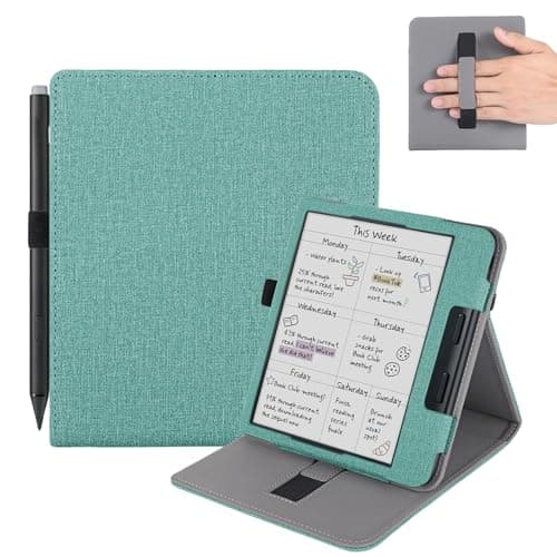 Vakarey for Kobo Libra Colour Case with Pen Holder,Sleep Cover for Kobo Libra 2 Case with Hand Strap,Green
