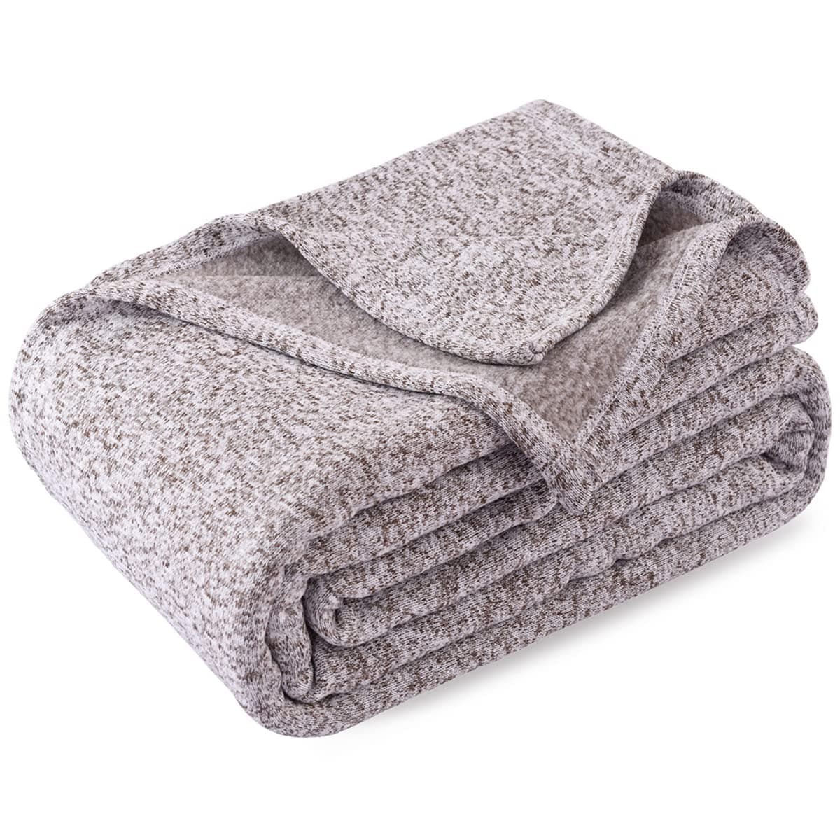 KAWAHOME Summer Sweatshirt Blanket Queen Size for BedLightweight Breathable BlanketsSoft Thin Knit Jersey Blanket for Hot Sleepers90 X 90 Inches Heather Brown