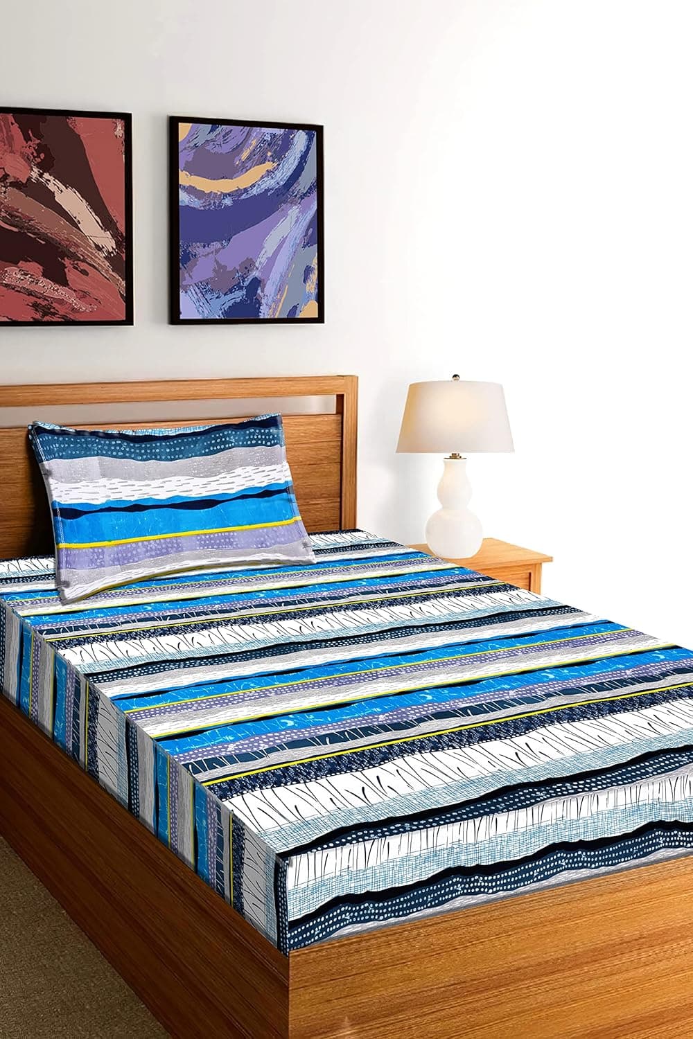 COZY FURNISH Printed Cotton bedsheets with 1 Pillow Cover 100 Cotton Single Bedsheet 60 x 90 Multicolor