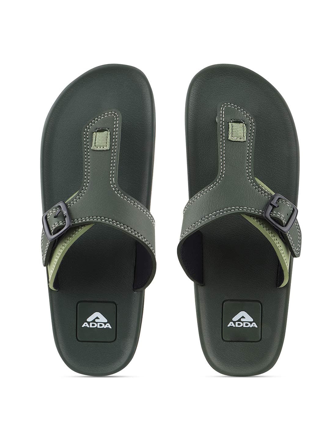 Adda Men's Olive Green Flip-Flops - 9 UK