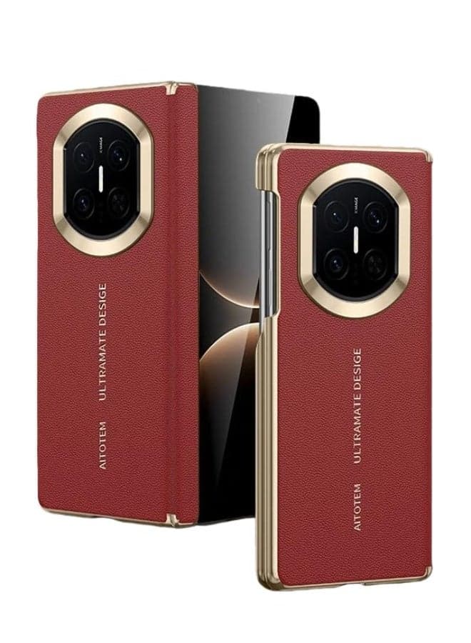 Leather Case Compatible with Huawei Mate X7, Magnetic Wireless Charging Dual Axis Protective Cover For Mate X7 Fold Phone