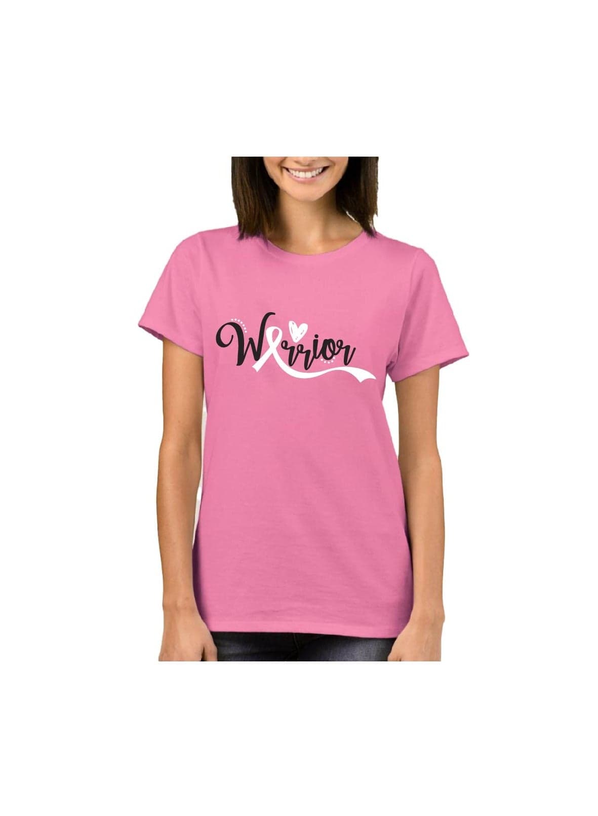Pink Cancer Awareness Shirt For Women | Warrior Pink Ribbon Tee | Cancer Survivor Short Sleeve T-Shirt — M