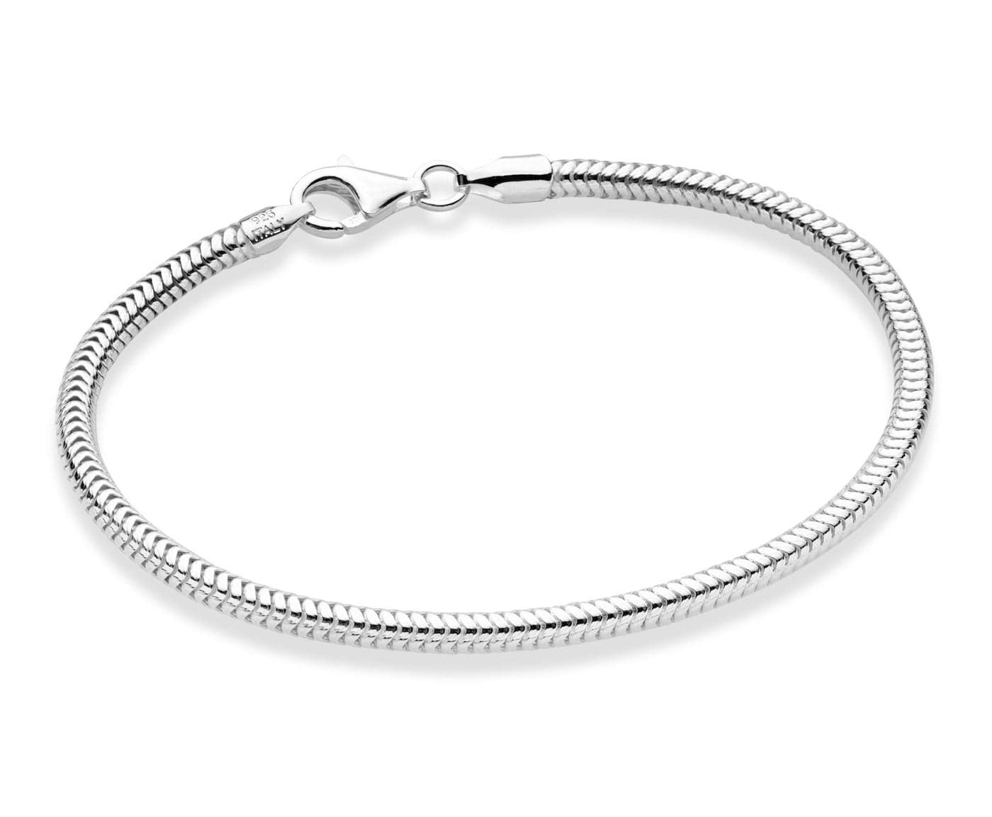 Miabella Italian 925 Sterling Silver Solid 3mm Snake Chain Bracelet for Women Men, Made in Italy(Length 6.5 Inches (XX-Small))