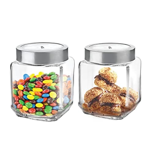 CELLO Qube Fresh Glass Storage Jar with See Through Lid Set of 2, (580 ml x 2), Transparent | Food Grade, Stackable, Easy Storage Jar | Air Tight Kitchen Glass Jar For Cookies Snacks Pulses Dry Fruits