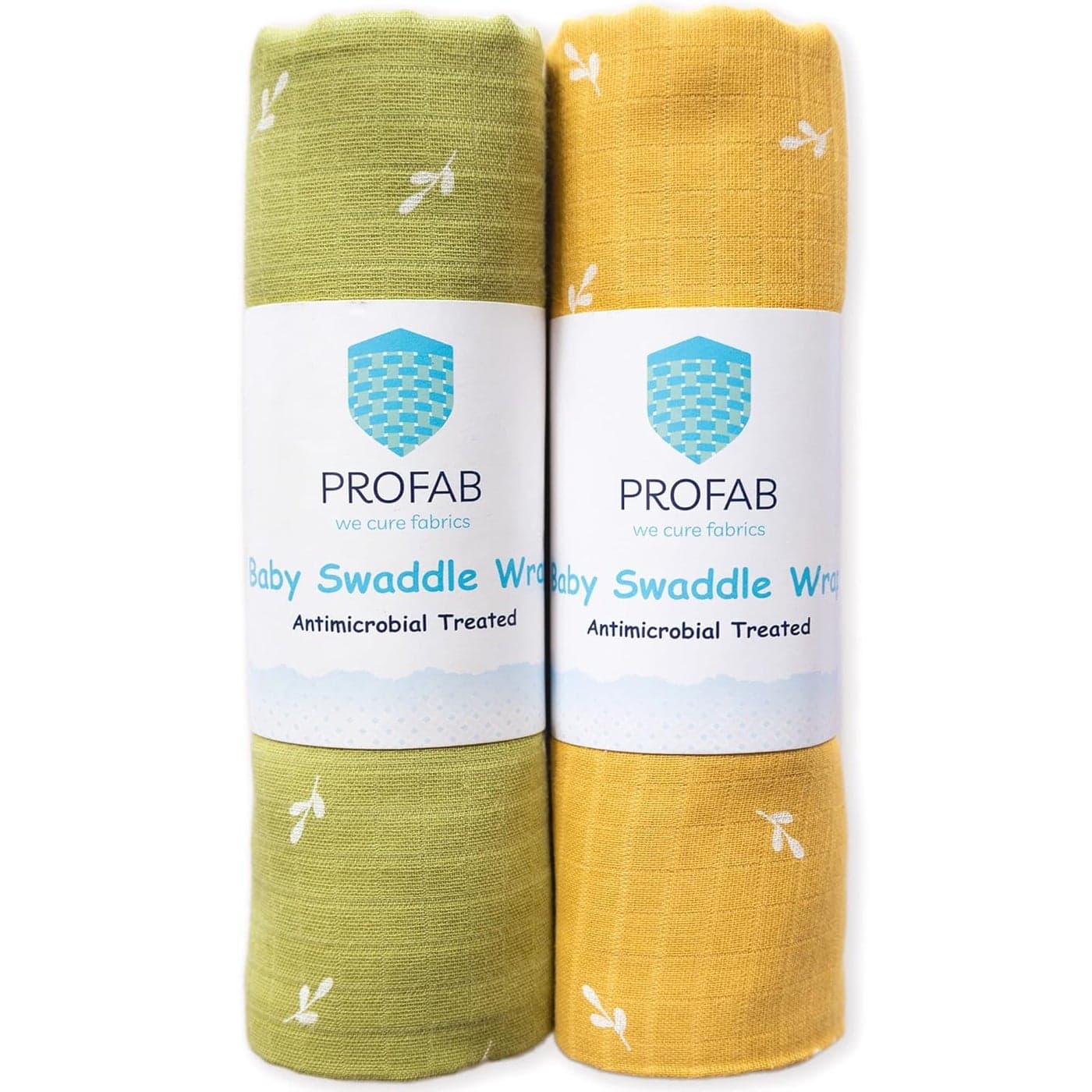 PROFAB Newborn Babys Super Soft Cotton Printed Muslin Baby Swaddle Sets AntiMicrobial for Boys and Girls Olive Green Mustard Pack of 2
