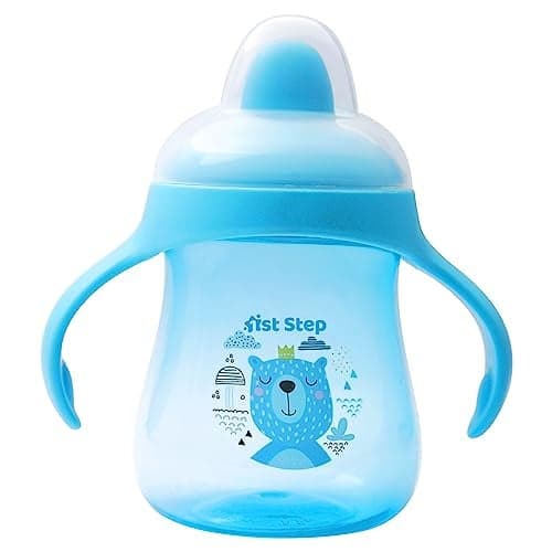 1st Step Matte Collection BPA Free Polypropylene Hard Spout Sipper with Twin Handles for Easy Grip - Blue