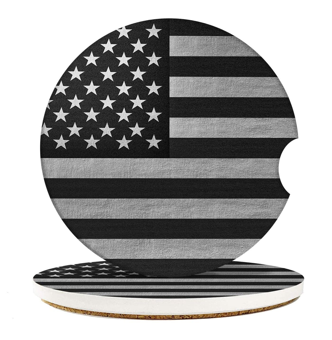 Britimes Car Coasters for Drinks Absorbent 2 Pack Cup Holders 256 Ceramic Stone NonScratch Cork Base Coasters Cupholder Auto Accessories for Women Men American Gray Your Grey America