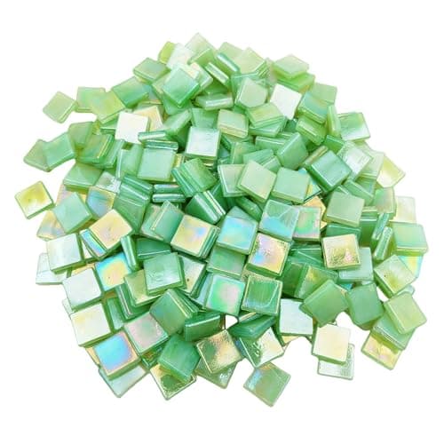 11 LB Ice Jade Mosaic Tiles 059 Square Glass Mosaic Pieces for Art Crafts250PCS Easy Cut Painting Mosaic Puzzle Material Cut Handmade Iridescent Light Green