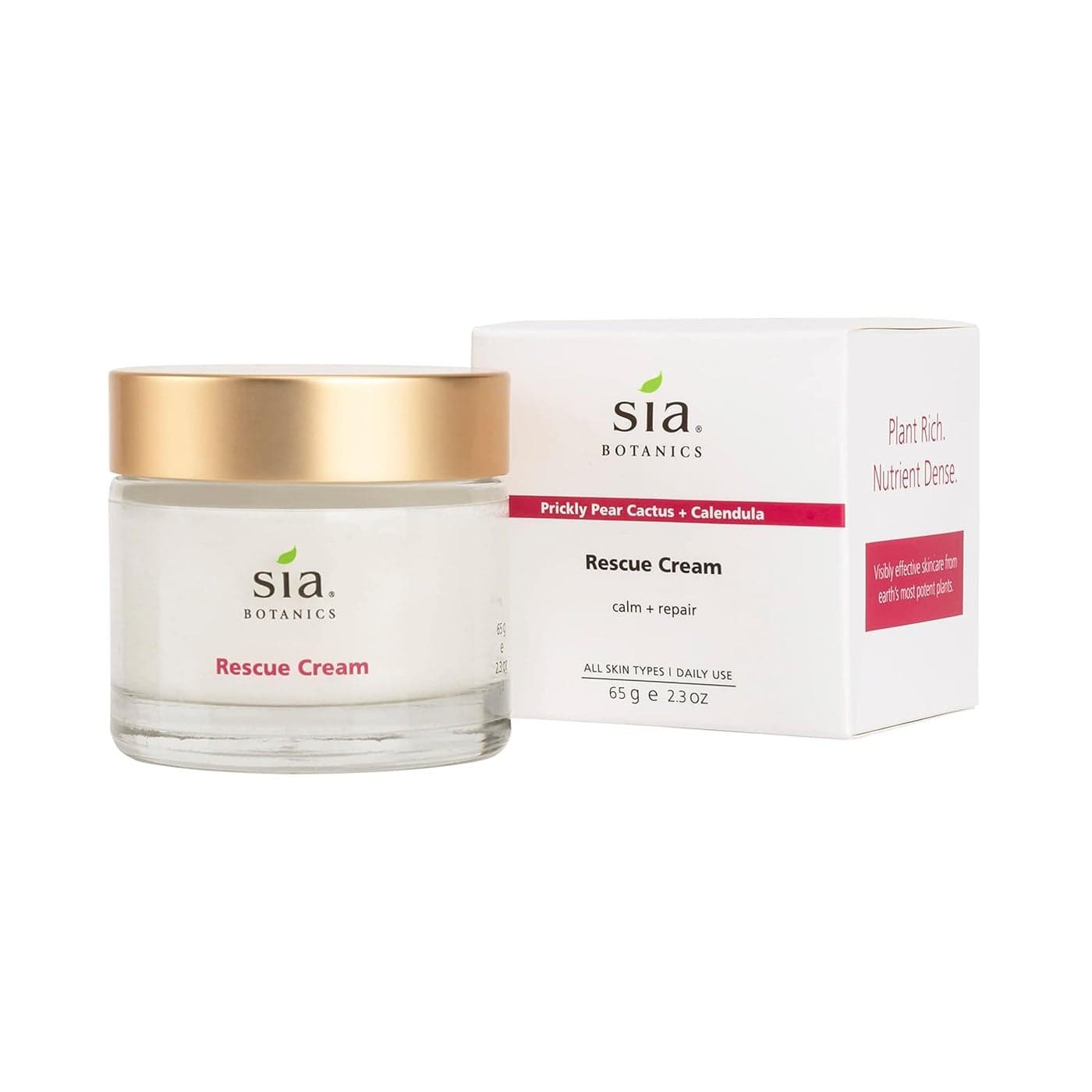 Rescue Face Cream 65g23oz Glass Jar Facial Moisturizer wPrickly Pear Cactus Aloe Vera Green Tea Extract Natural Clean Botanical Skincare for Women