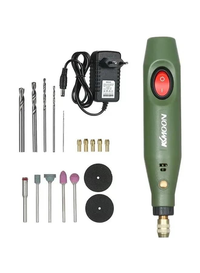 12V Multi-functional Mini Electric Grinder Set Electric Drill Rotary Tool Kit for Milling Polishing Engraving Green 0.233kg
