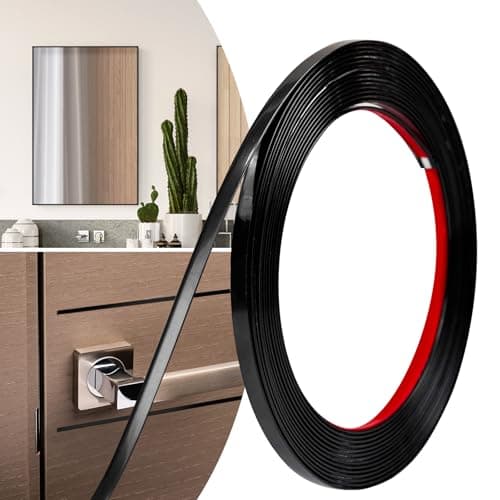 JSIWOTH 0.25in × 20Ft Peel and Stick Wall Molding Trim - Flexible Self Adhesive Molding Trim for Walls, Edges, Borders, Window Frames, Backsplash Tiles - Matte Black Waterproof Trim