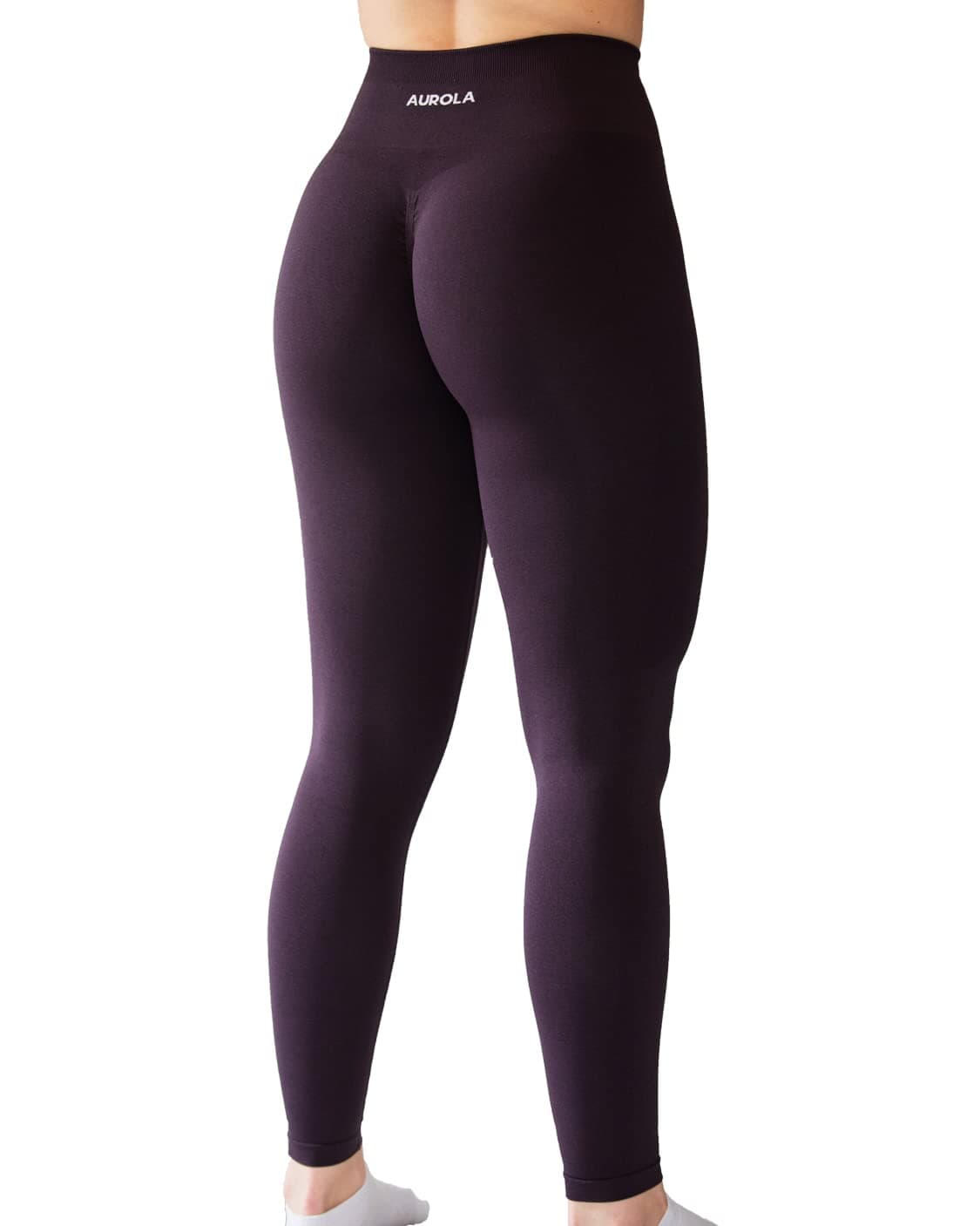 AUROLA Seamless Scrunch Tights Tummy Control Gym Fitness Yoga Pants Girl Sport Active Workout Leggings for Women (XS, Winetasting)