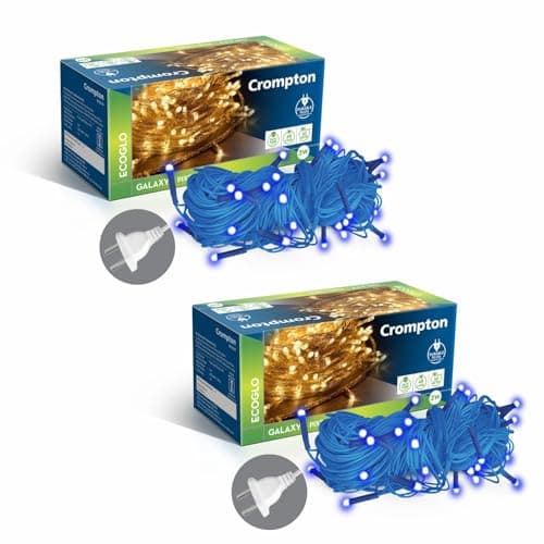 Crompton Galaxy Pixel Light | Festive Ladi Lights | 10 Meter | 48 LEDs | Blue | Pack of 2 | Direct 2-pin Plug | BIS Safe Wire | for Home Decoration, Diwali, Festival, Birthday, Marriage