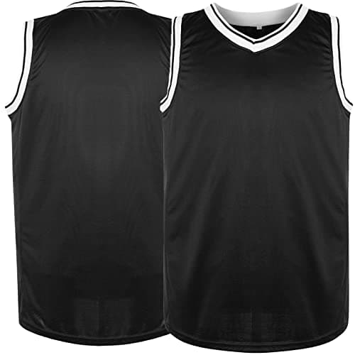 Phoneutrix Blank Basketball Jersey, Men's Mesh Athletic Reversible Sports Shirts S-3XL (Large, Black)