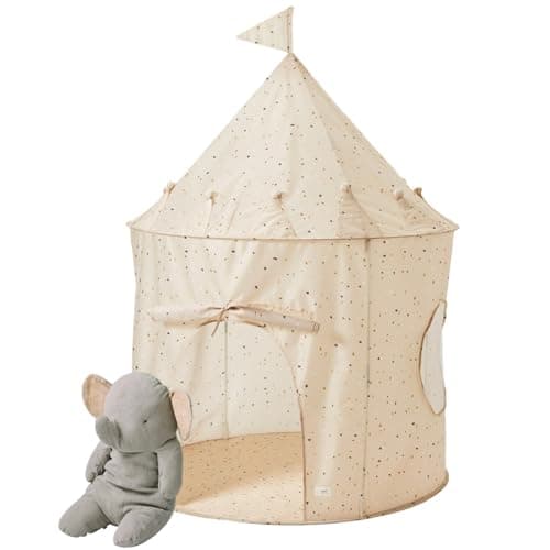 3 Sprouts Kids Play Tent - Sustainable Recycled Fabric – Fun Spacious Childs Playhouse for Indoor Games for Boys & Girls - Durable Fort Pop Up House for Toddlers & Children Age 3-10 - Terrazzo Beige