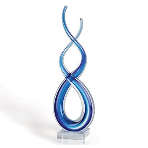 Badash Murano Style Deep Blue Sea Art Glass Centerpiece H20