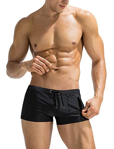 COOFANDY Mens Quick Dry Lightweight Square Leg Cut Trunks Swimwear, XX-Large, 1 - Black