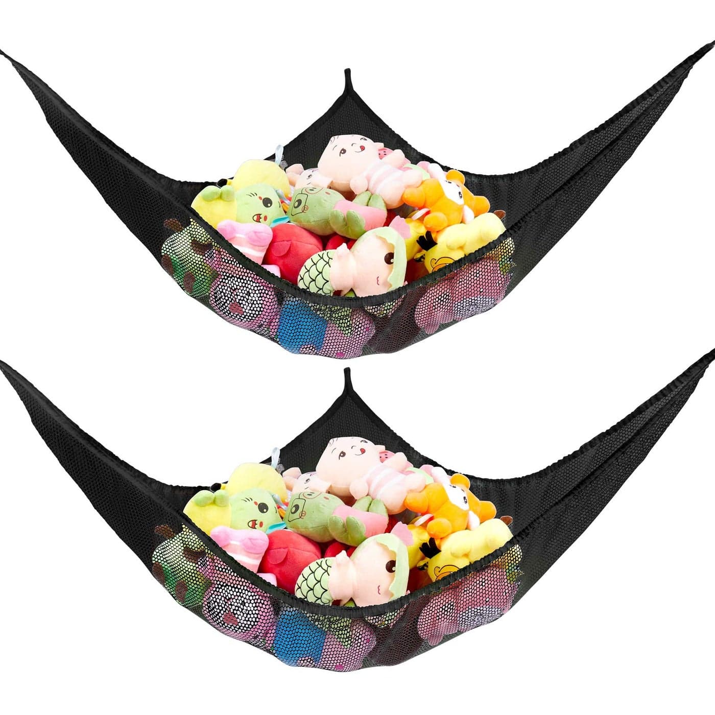 KOHUIJOO Stuffed Animal Net or Hammock Stuffed Animal Net Jumbo Toy Net Hammock for Stuffed Animals Wall Sling Corner Extra Large Kids Children Mesh Toy Net Organizer Black 2 Pack 83 Inch
