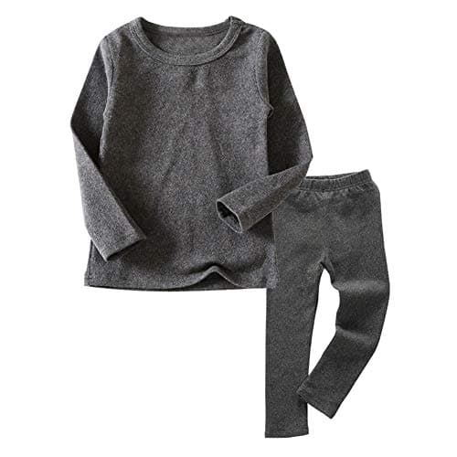 Little Boys Girls Long Johns Thermal Underwear Set 2PC Crewneck Tops and Bottom Kids Pajamas Warm Jammies,(Gray,6T)