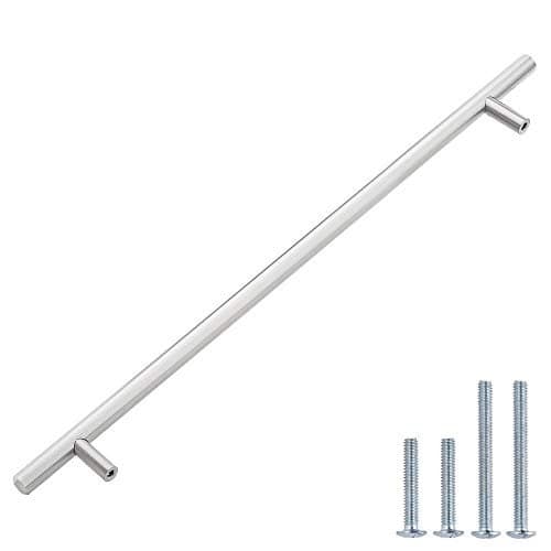 LIZAVO 701-320SN Brushed Satin Nickel Cabinet Pulls Solid Modern Euro Style T Bar Kitchen Cabinet Handles- 12-5/8" (320mm) Hole Centers