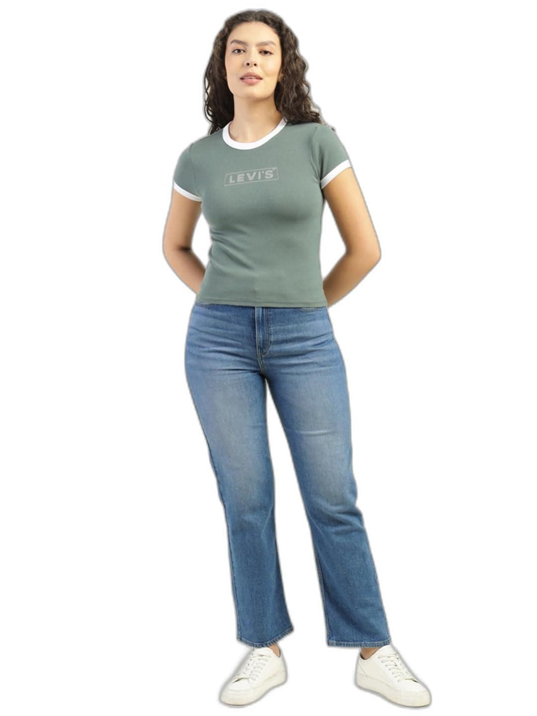 Women's High Rise Ribcage Slim Straight Fit Light Blue Jeans