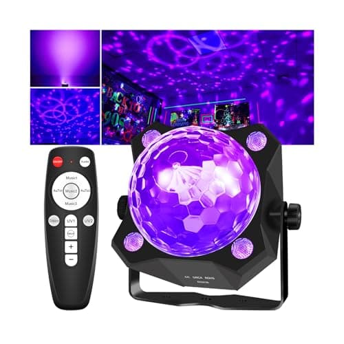 DJPTYGCK 2 in 1 Glow Party Black Light Disco Ball Light with Sound Activated Strobe Dj Party Lights Black Lights, for Halloween Christmas Birthday Decor Classroom Room Family Party Decor