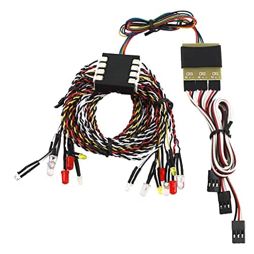 16PCS ShareGoo RC Car Led Light System Turn Signal Brake Headlight Taillight BackwardLight FogLights Set Group Compatible with Traxxas HPI HSP Redcat Arrma Axial 110 RC Car Truck Crawler