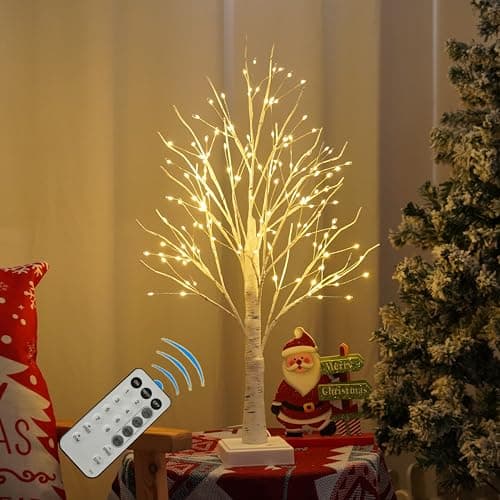 144 LED Birch Tree Lights with Remote Control DIY Artificial Tree Lamp with Timer Twinkle Lighted Tree 3 AA or USB Powered Fairy Light Spirit Tree for Bedroom Easter Decor White