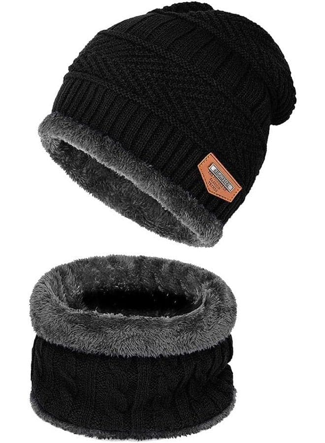 Warm Winter Beanie Hat & Scarf Set Stylish Knit Skull Cap for Men Women