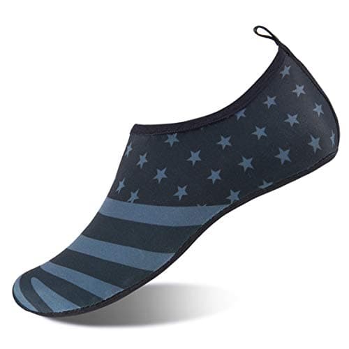 WateLves Womens and Mens Kids Water Shoes Barefoot Quick-Dry Aqua Socks for Beach Swim Surf Yoga Exercise (American Flag, L)
