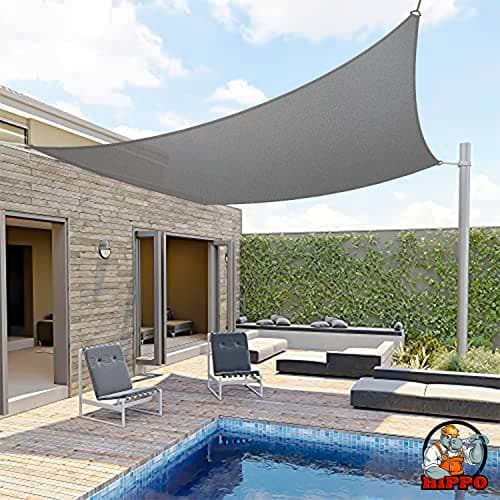 HIPPO Rectangle Shade Sail Affordable & Premium 180 GSM Sun Shade UV Block for Canopy Outdoor Patio Car Parking (Charcoal-Grey, 9.5FTX8FT)