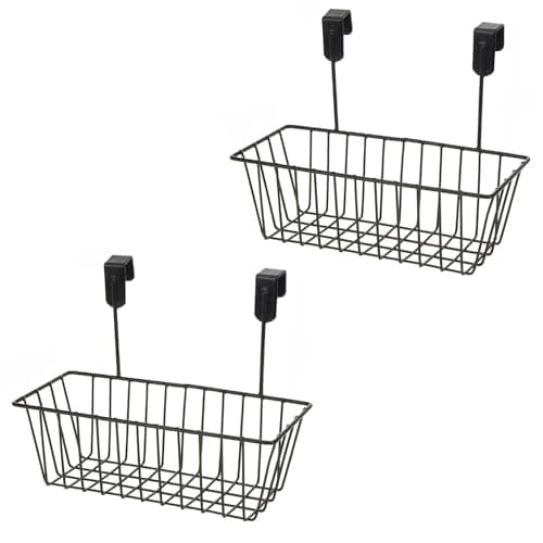 Go Hooked Hanging Storage Basket, Cabinet Door Organiser, Over Door Kitchen Cabinet Storage Basket Rack Holder Hanging Organiser Durable Construction Space Saving Pack of 2
