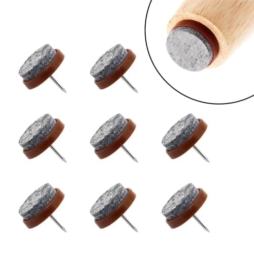Volo Furniture Glider Pads – Nail or Screw Fix Felt Floor Protectors for Chair, Table, Sofa & Cabinet – Scratch Guard, Noise Reduction & Furniture Balance Pads (Pack of 8 (Brown, Nail))
